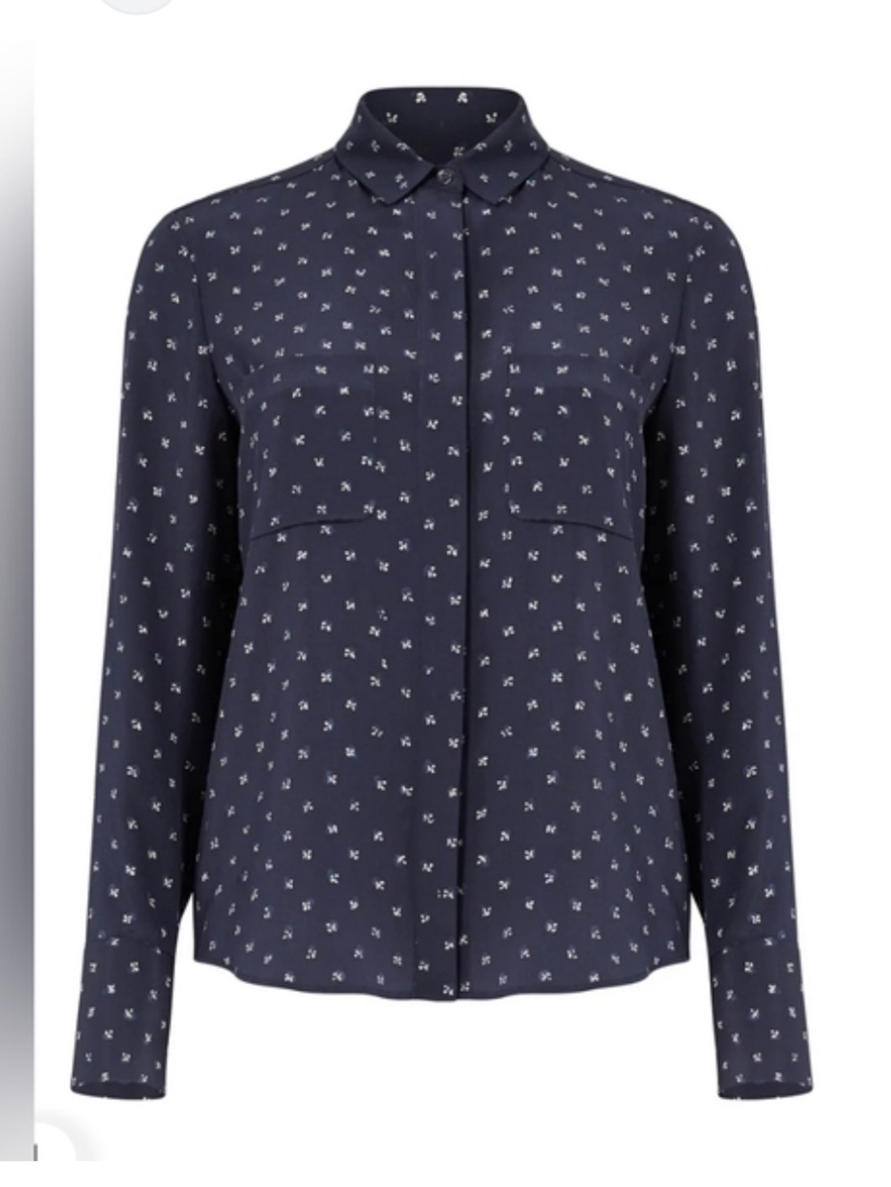 Vince 100 % silk Dark Blue Button Down Shirt Sz 4